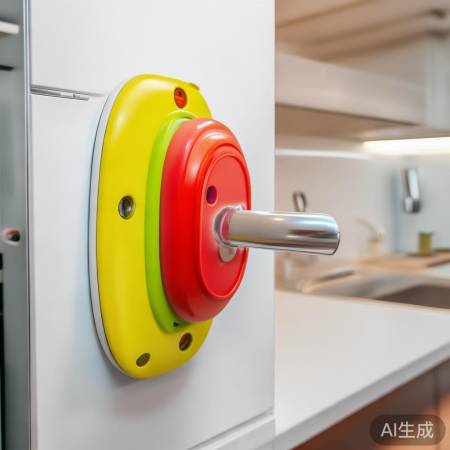 “消毒柜安全锁，颜色醒目防误开