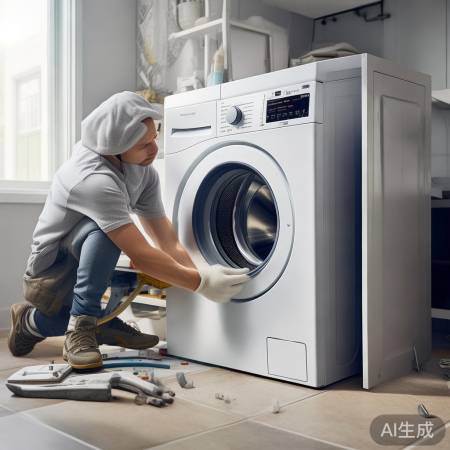 安装洗衣机需小心，测试确认无误