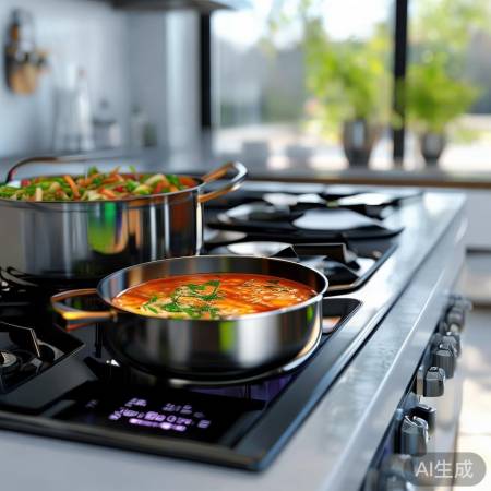 智能灶同步烹饪,自动调火